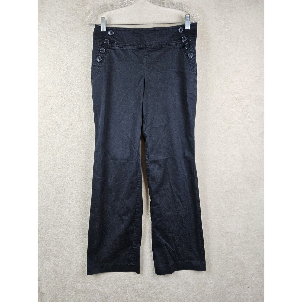 Ann Taylor Signature Women's Side Zip Button Detail Flare Pants Navy Size 4